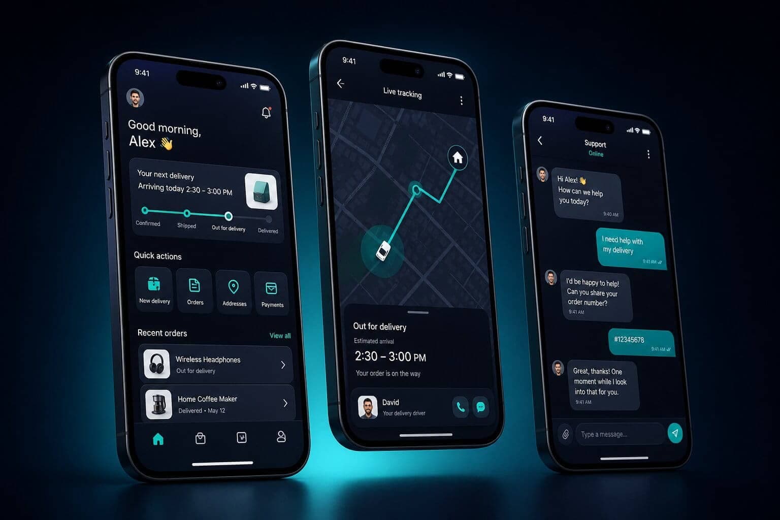 چند صفحه از اپلیکیشن موبایل