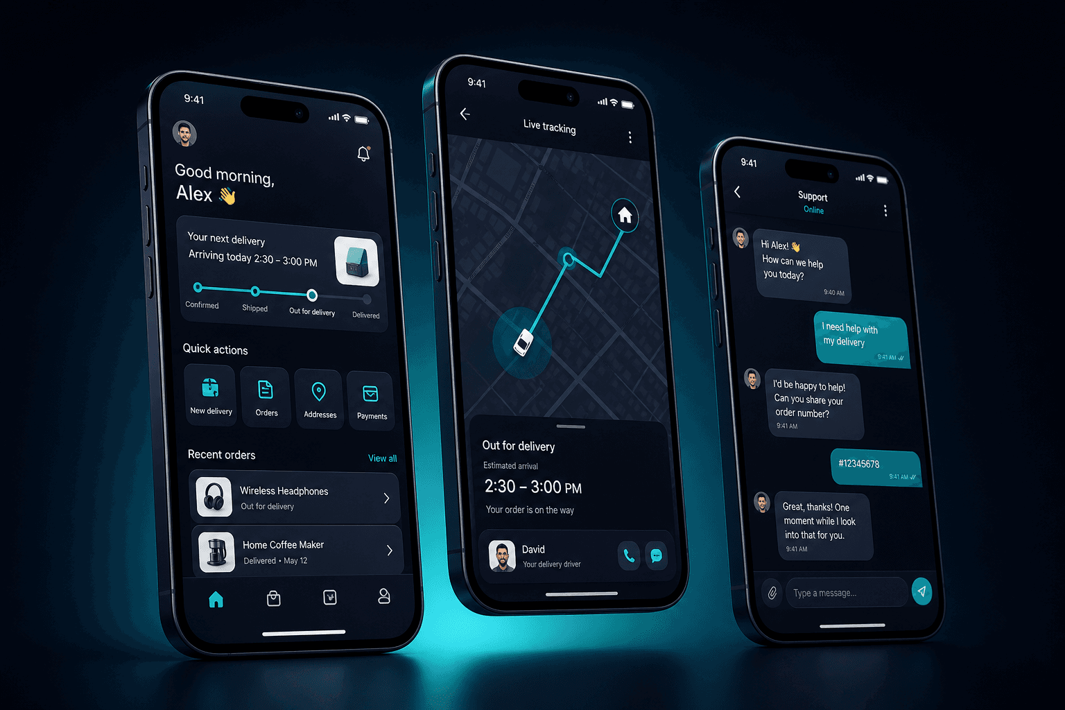 چند صفحه از اپلیکیشن موبایل